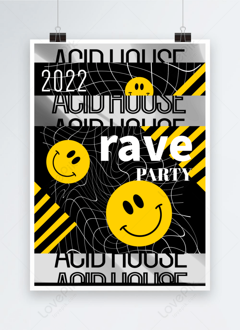 Flat Emoji Rave Acid Poster изображение_Фото номер 466250379_PSD Формат  изображения_ru.lovepik.com