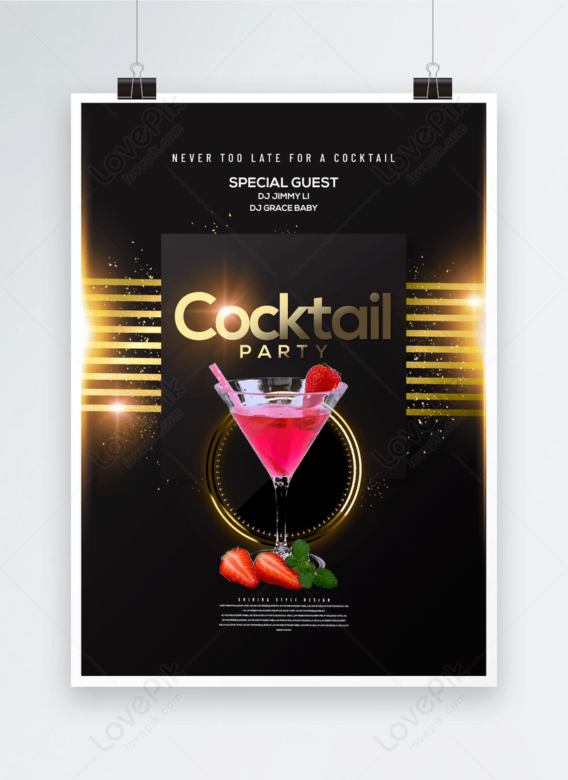 Fashion golden cocktail party poster template image_picture free ...