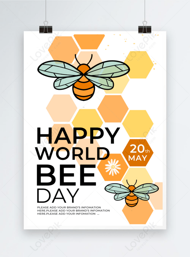 Template Poster Flyer Dunia Bee Dunia Honeycomb Untuk Diunduh Gratis