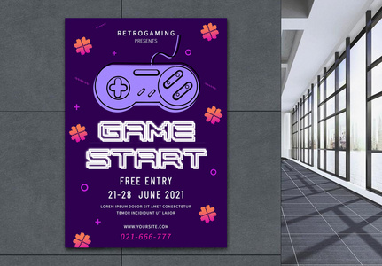 Free Vector  Retro gaming poster template