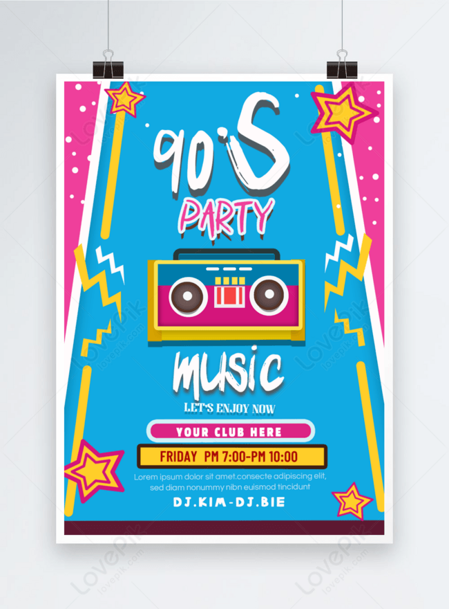 Template Pesta Musik Tahun 90 Vintage Color Retro Radio Poster Untuk ...