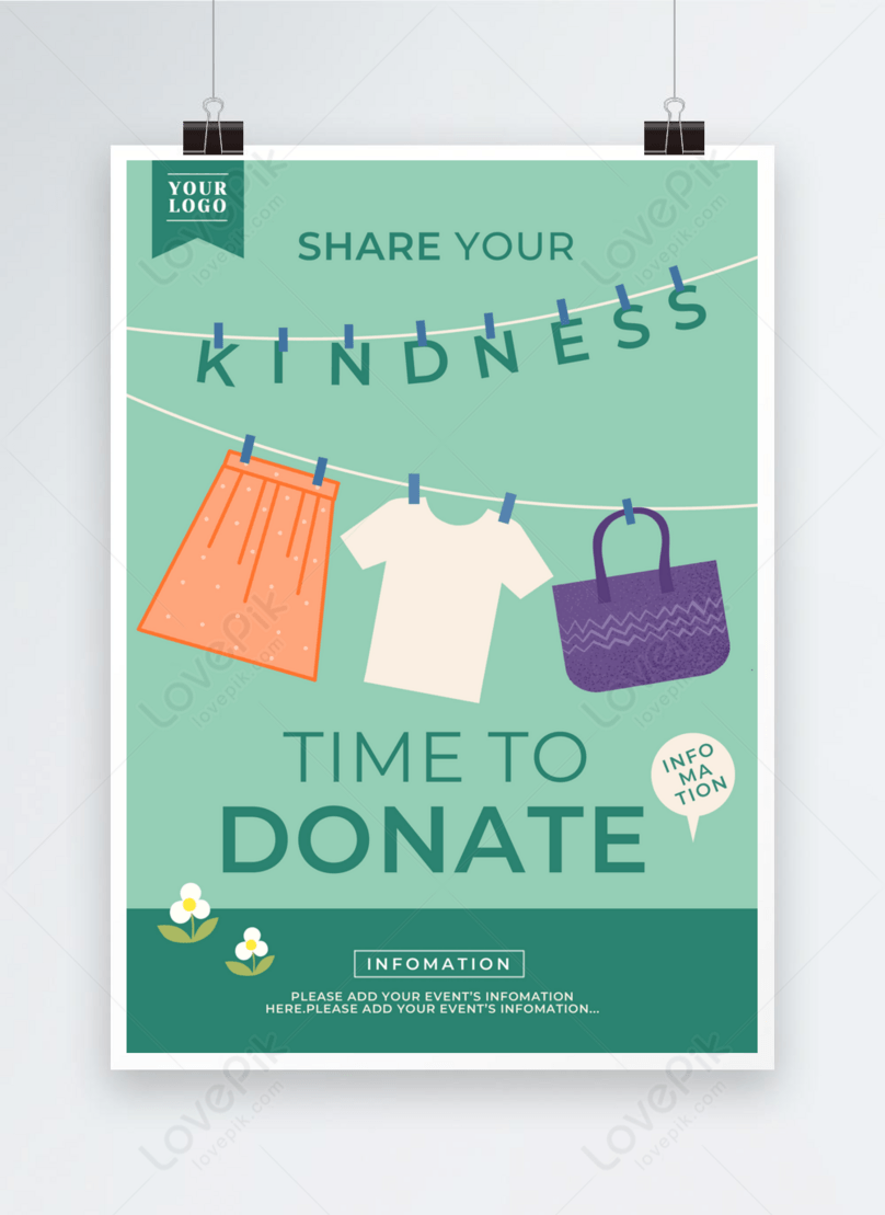Green clothes charity donation poster template image_picture free ...