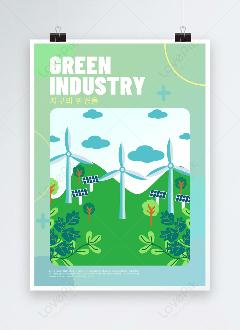 Poster Tenaga Boleh Diperbaharui Flat Green gambar unduh 