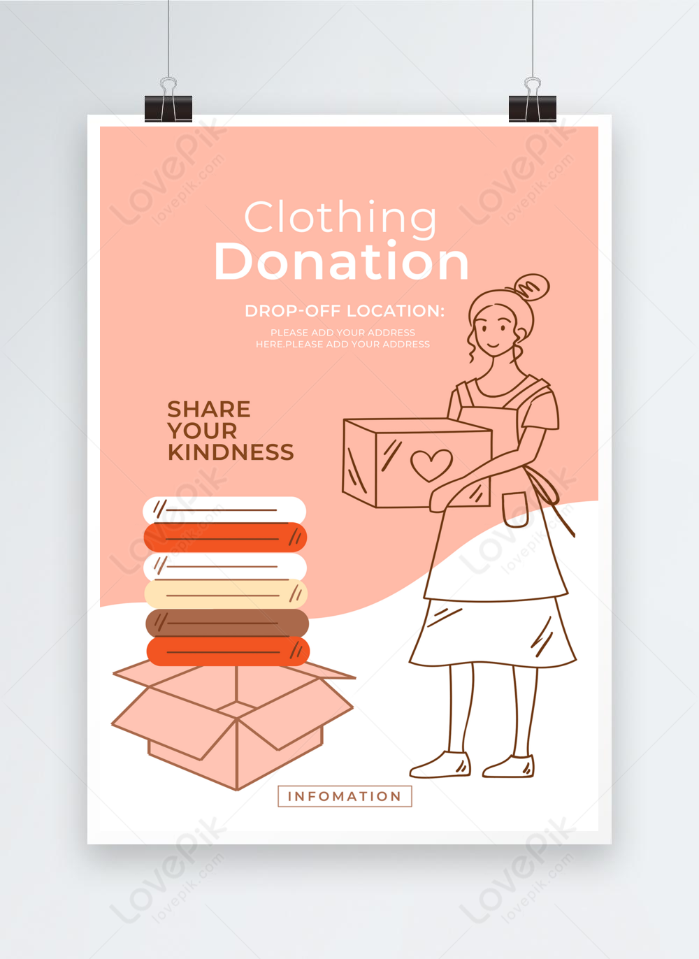 Pink character clothing donation flyer poster template image_picture ...