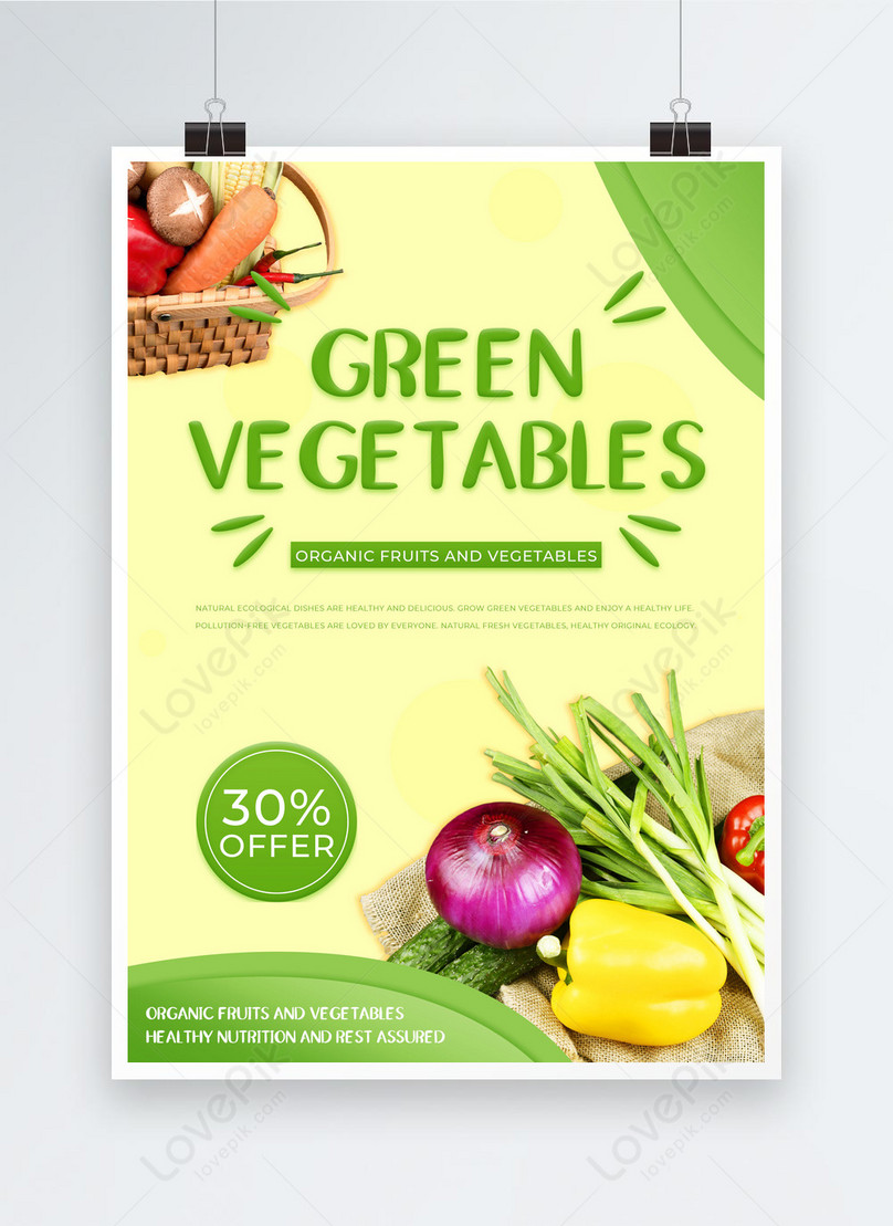Green Healthy Food Organic Food Template, delicious poster, food poster, fruits and vegetables poster