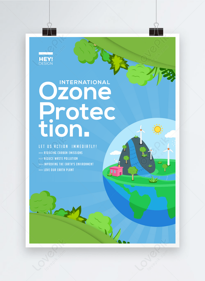Fashion cartoon international day for ozone layer protection holiday poster  template image_picture free download 