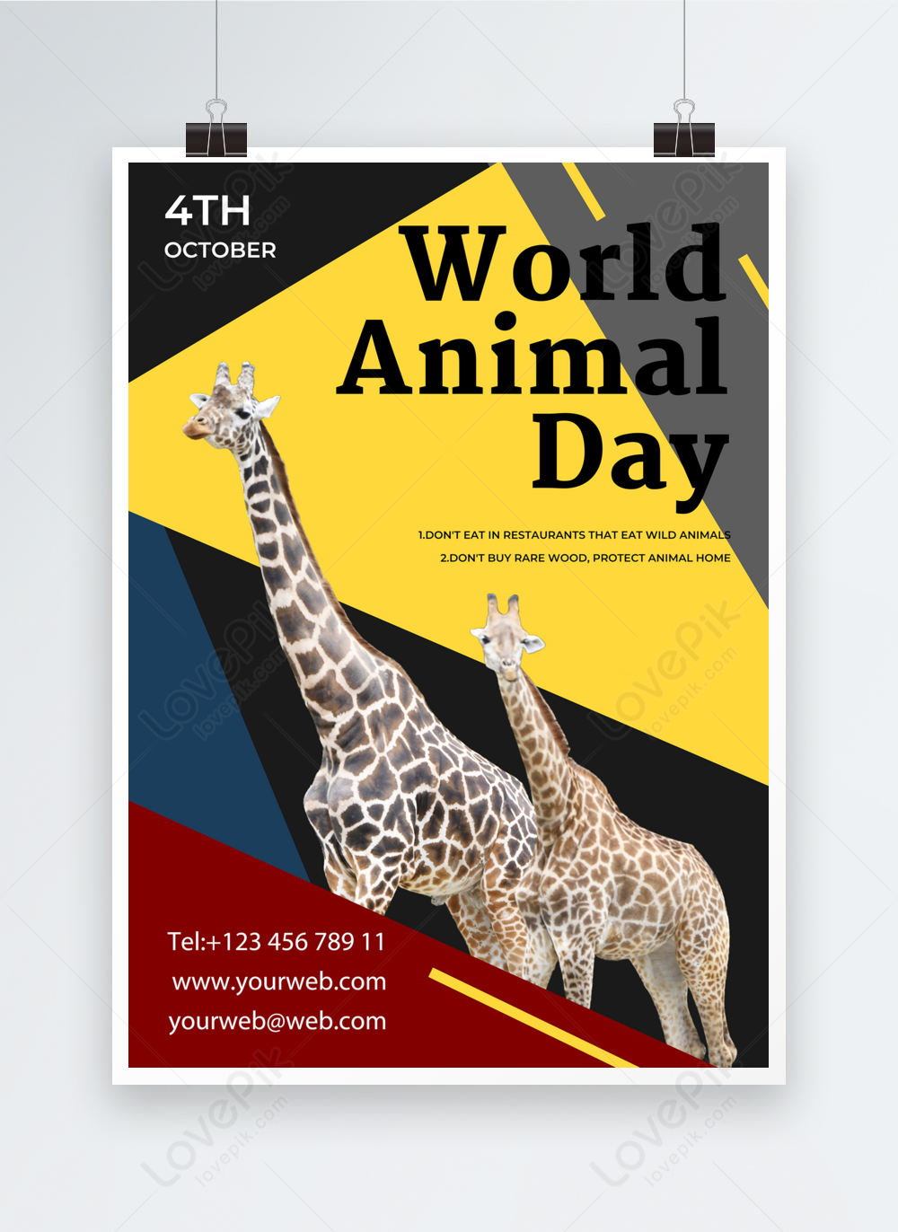 Giraffe World Animal Day Flyer Template Image_picture Free Download ...