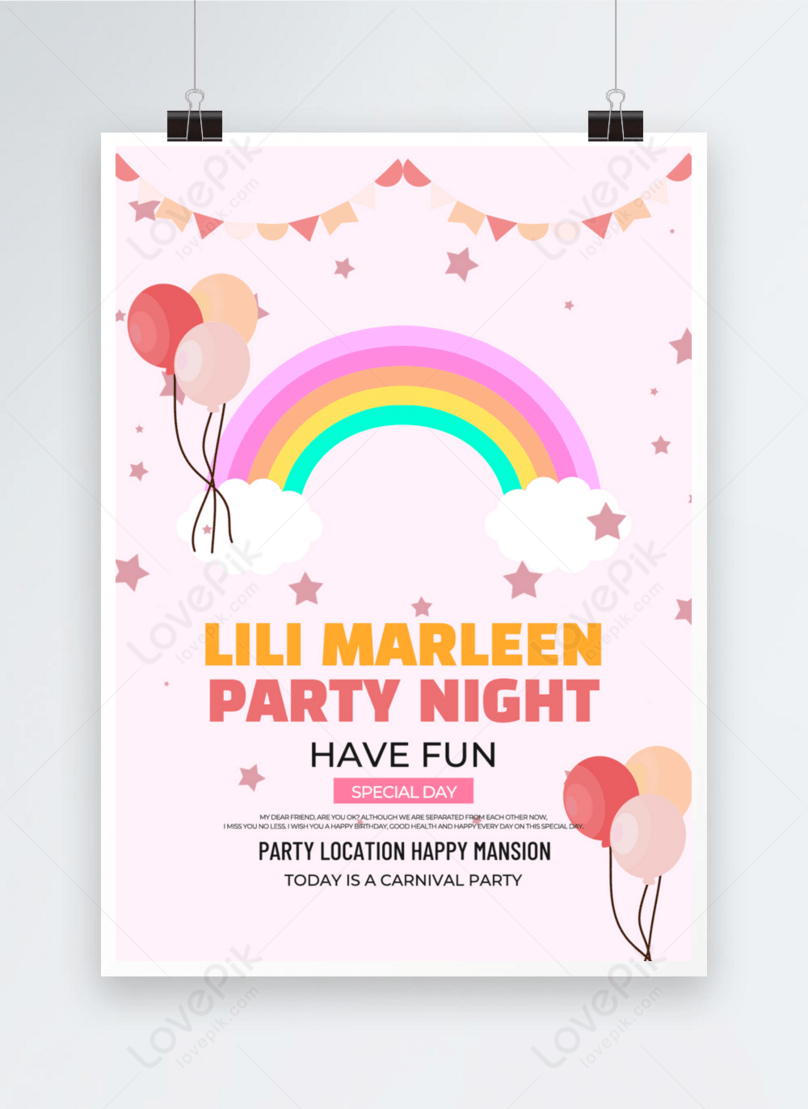 Light background creative cartoon birthday party template image_picture  free download 