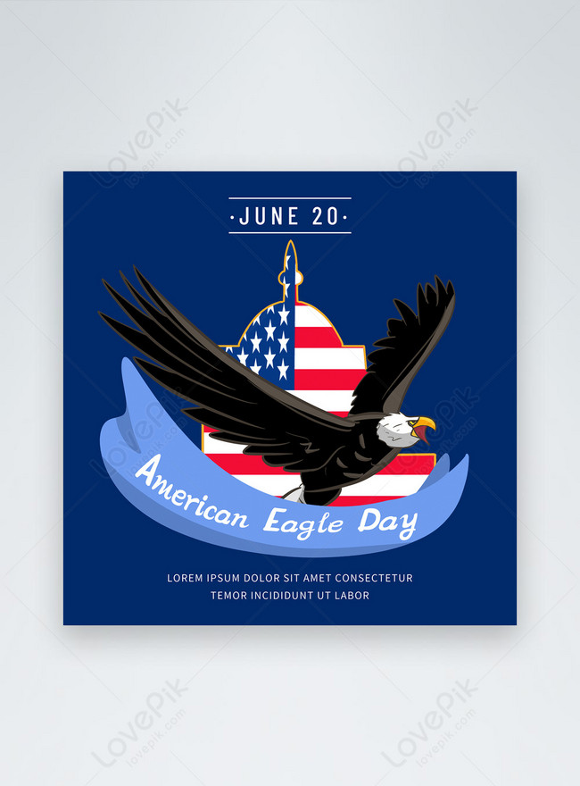 American eagle day blue cartoon media social media template template  image_picture free download 