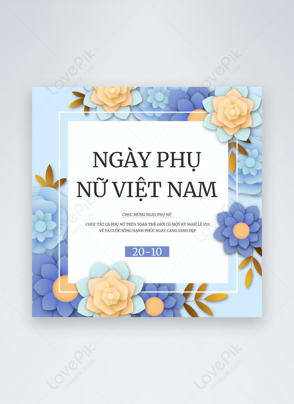 Blue vietnamese womens day blessing poster template image_picture free ...