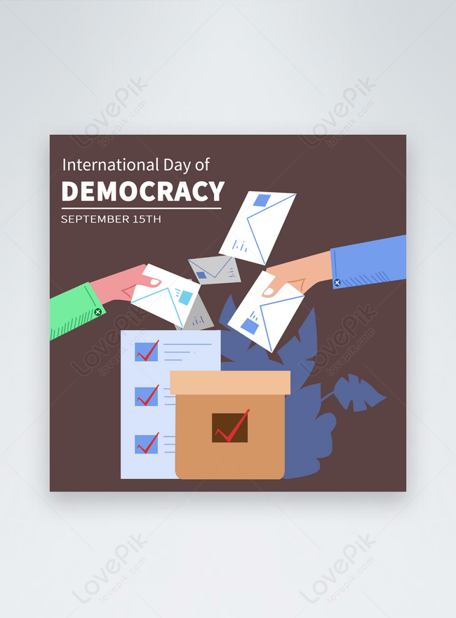 International democracy day cartoon ballot box simple dark background  social media poster template image_picture free download  