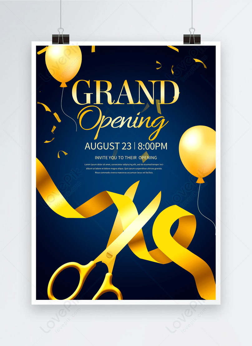 Grand Opening Invitation, Ribbon Cutting, Gold Ribbon Cutting, White  Balloons, Grand Opening, Silver Balloons 