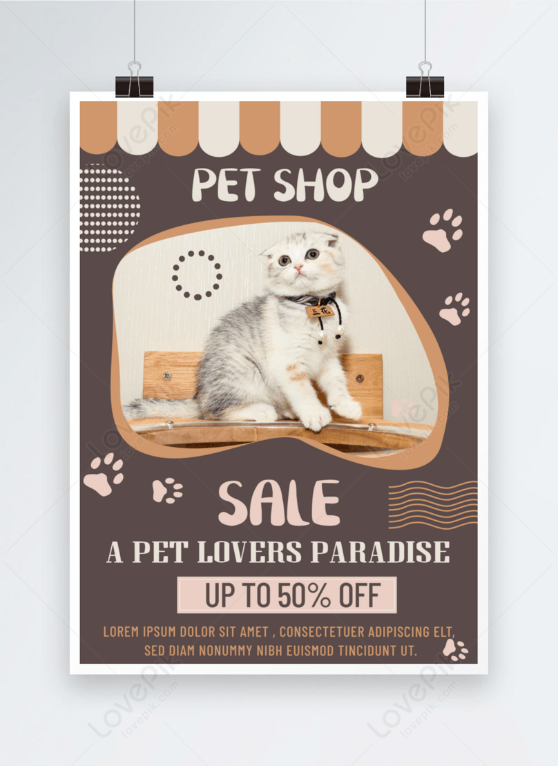 Cute cat pet supplies promotion poster template image picture free