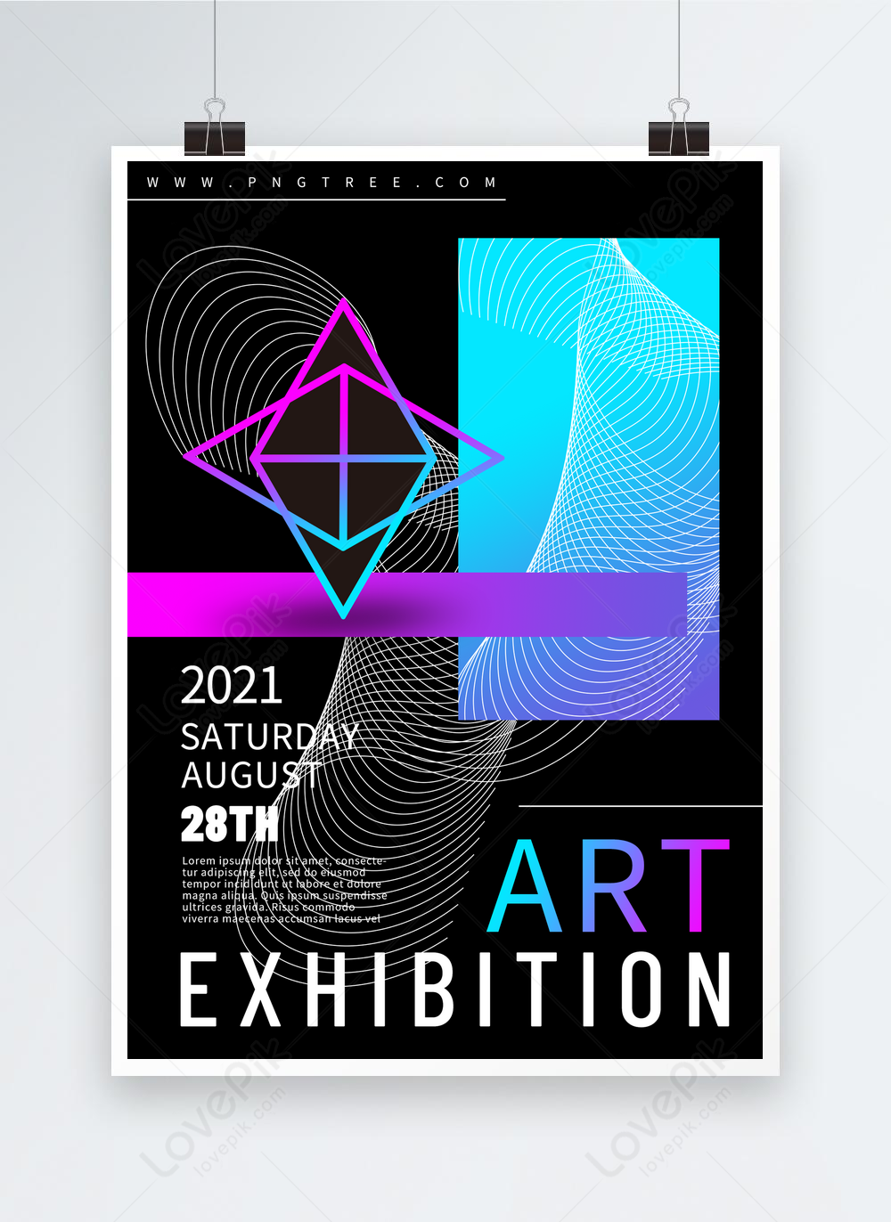 Color gradient art exhibition poster template image_picture free ...