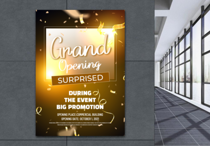 Black gold creative grand opening activities publicity poster, Activities,  Promotion,  Opening template