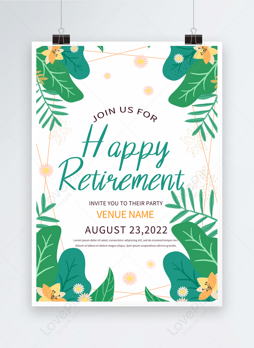 Green plant retired happy blessing card template image_picture Throughout Retirement Card Template