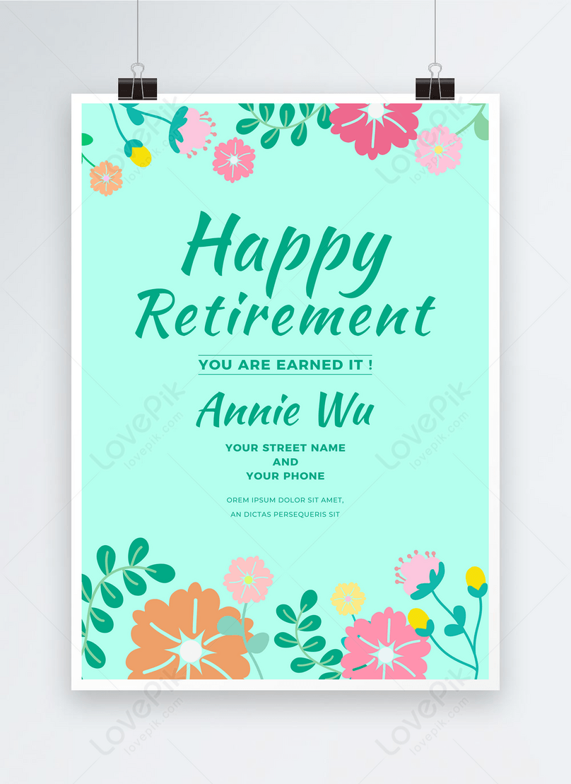 Happy Retirement Flower Blessing Poster Template Image_picture Free ...