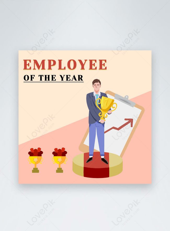 Year best employee commending cartoon awards tropics male pink social ...