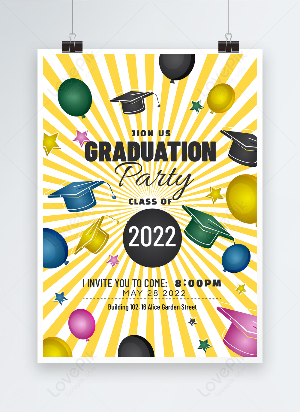 Yellow Graduation Party Poster Template Image Picture Free Download 