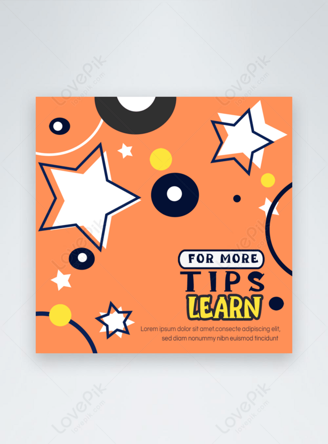 Tips instagram post collection black and white stars orange background  template image_picture free download 