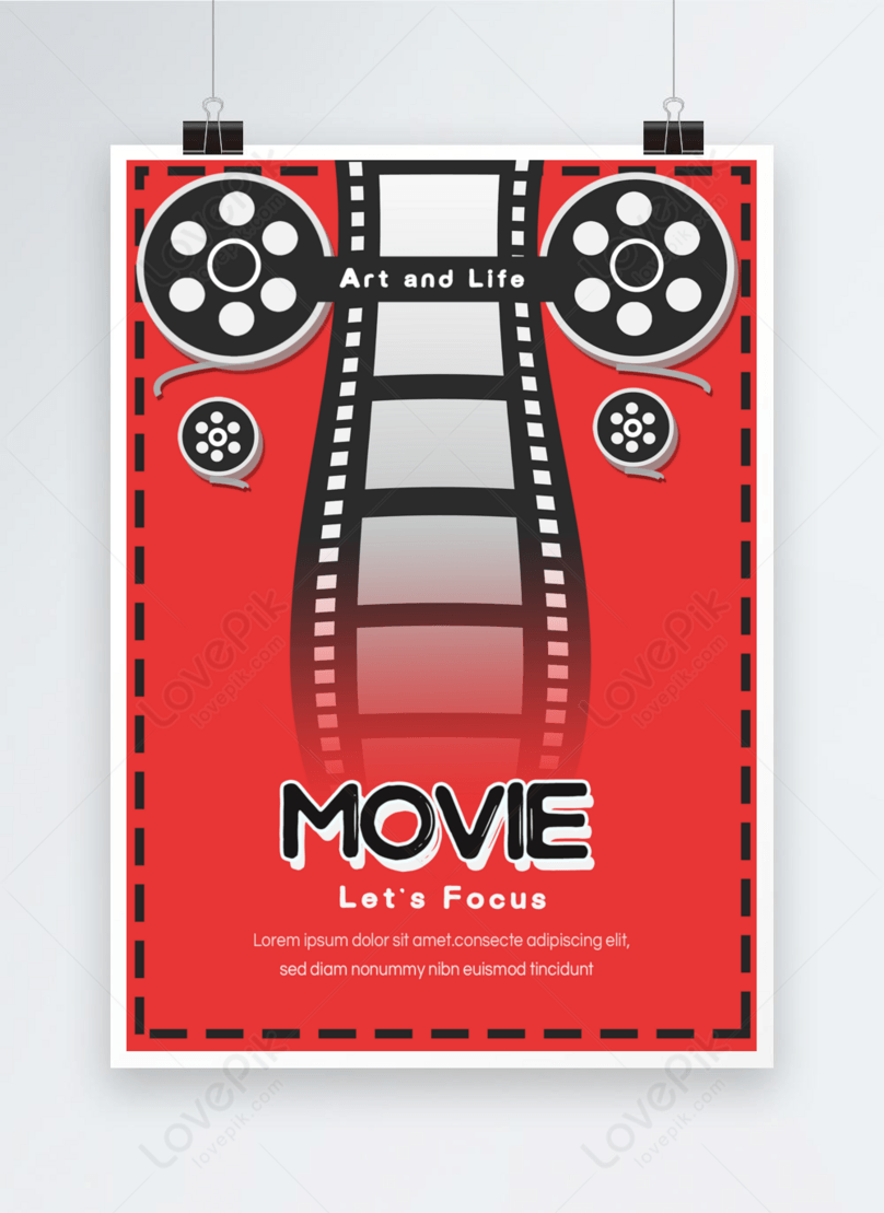 Simple and abstract red film creative poster film reel template  image_picture free download 466583182_