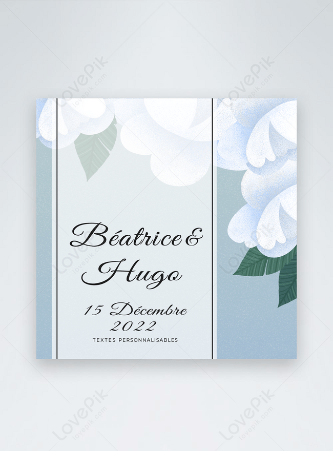 Flores Azules Y Blancas Decorando Invitaciones De Boda | Descarga Plantilla  de diseño PSD Gratuita - Lovepik