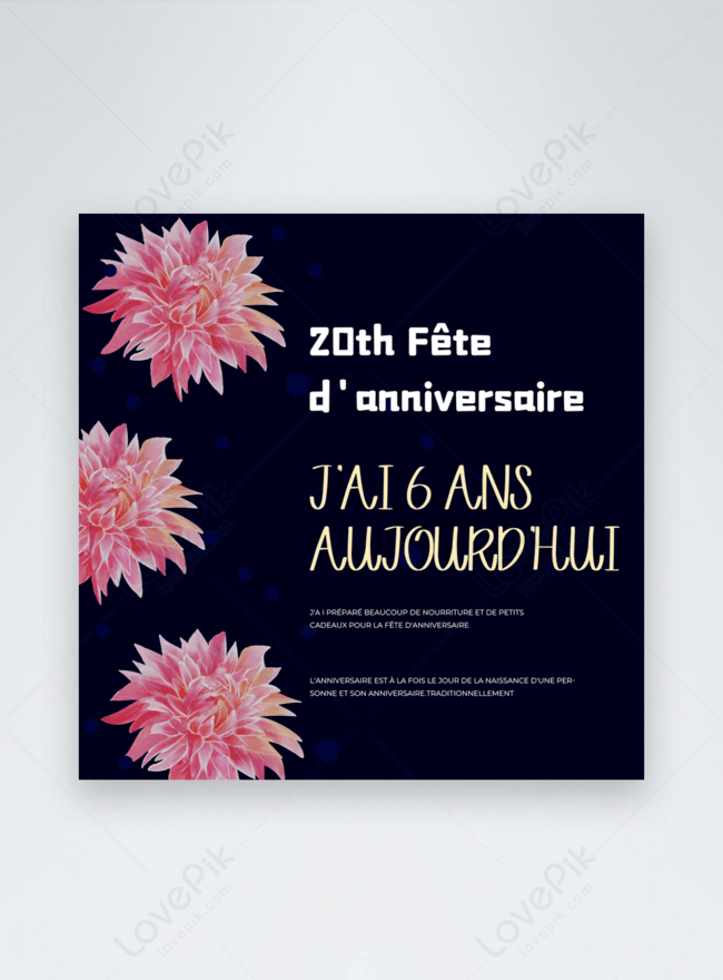 Invitación A Una Fiesta De Cumpleaños Con Flores De Fondo Negro | Descarga  Plantilla de diseño PSD Gratuita - Lovepik