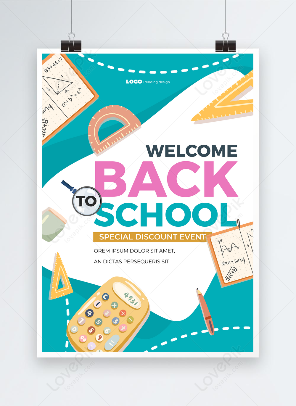 Geometric cartoon back to school festival poster template image_picture ...