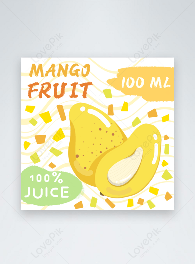 Yellow fruit mango juice label social media template image_picture free ...