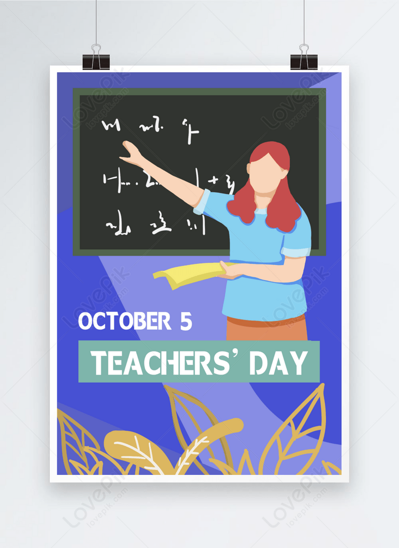 World teachers day teaching blue illustration poster template ...