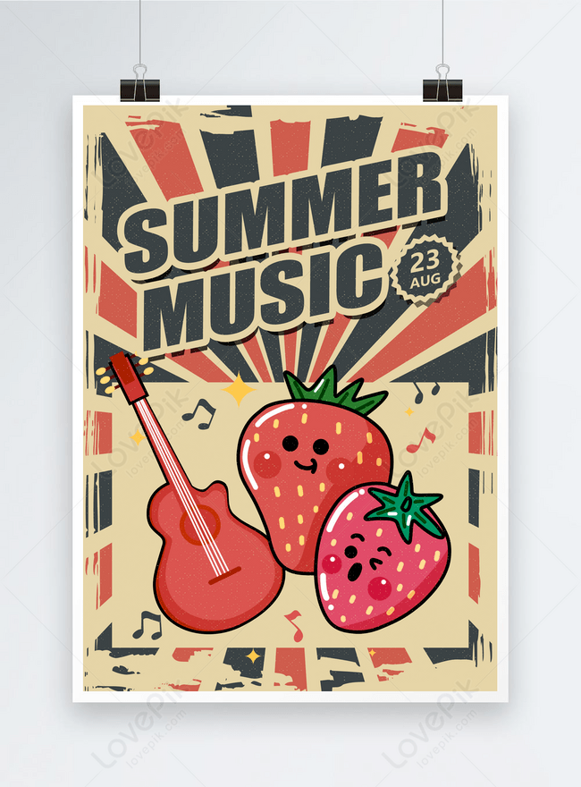 Template Poster Merah Retro Untuk Pesta Musik Musik Musim Panas Untuk ...