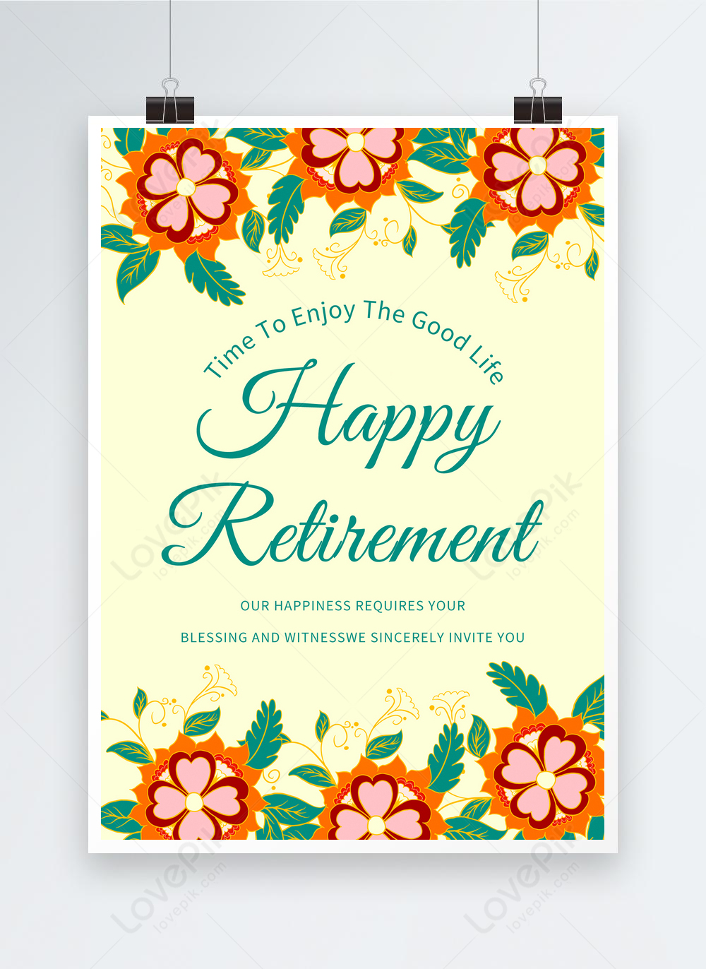 Happy retirement yellow simple blessing poster template image_picture ...