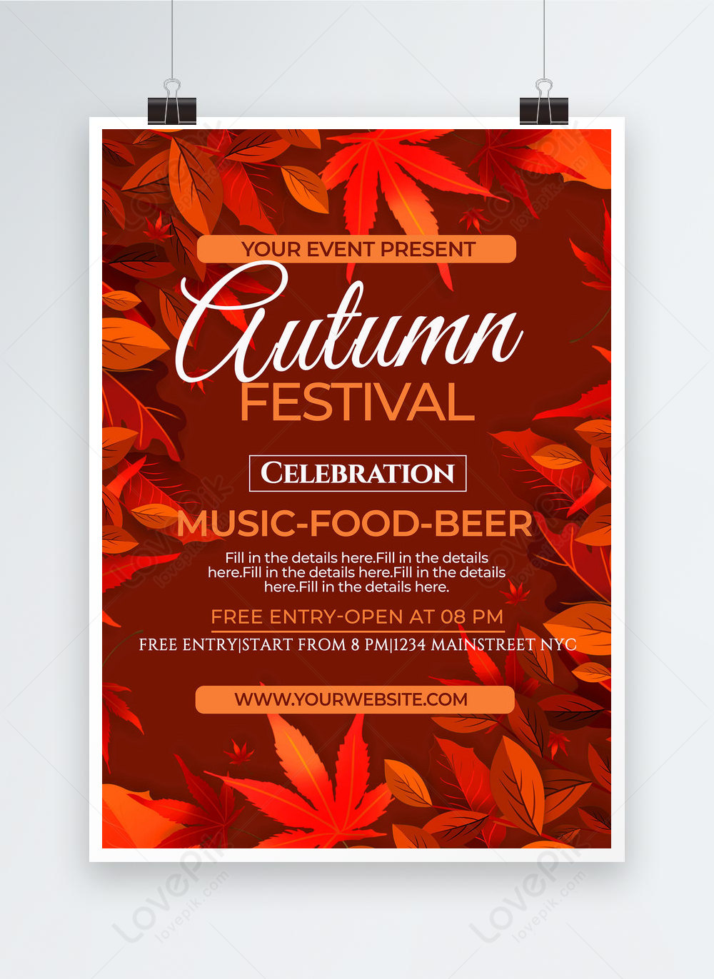 Autumn season party fashion red poster template image_picture free ...