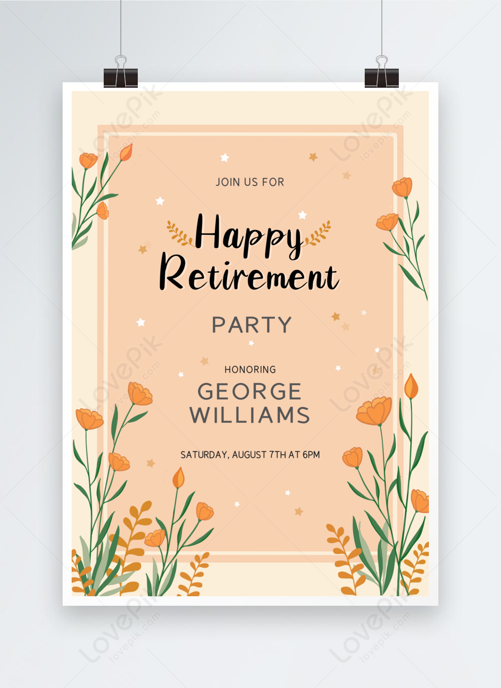 Happy Retirement Party Poster Flower Poster Template Image Picture Free 