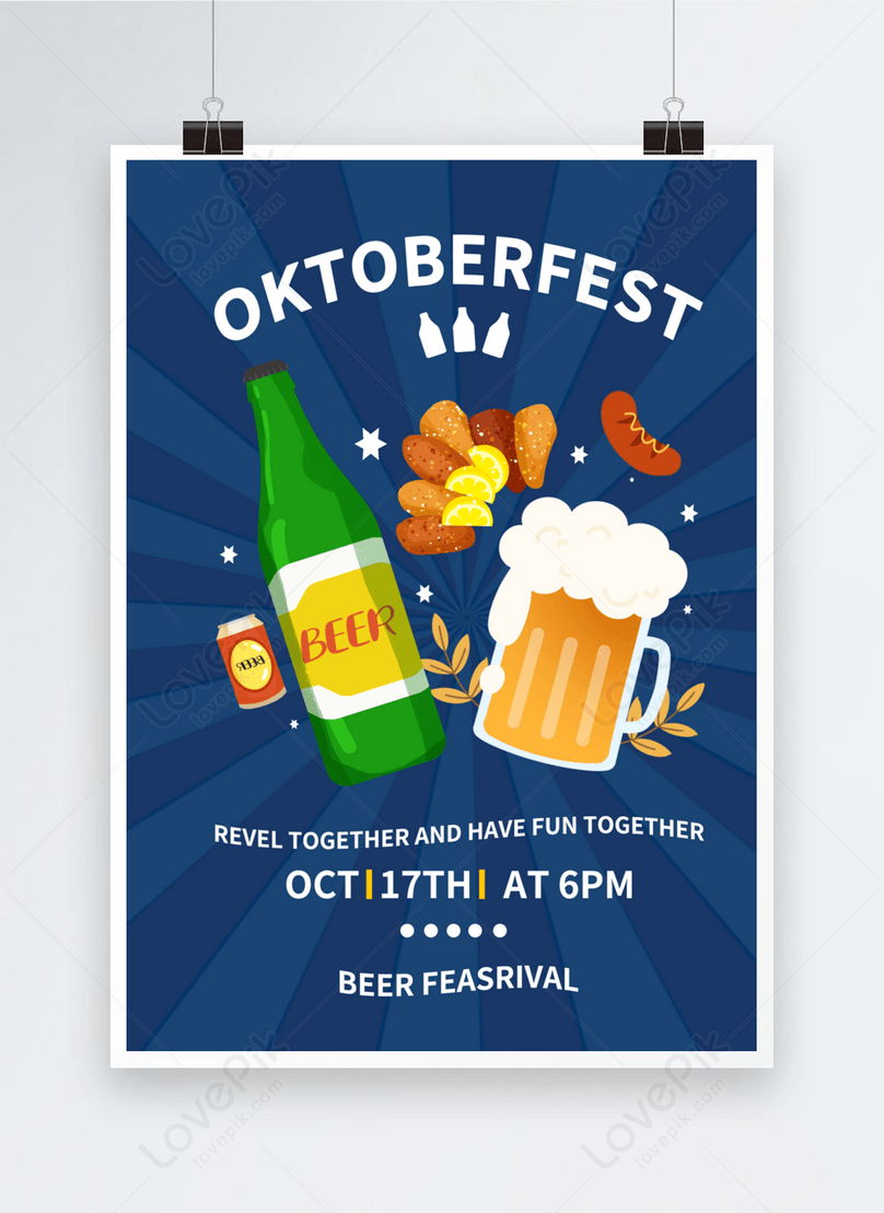 Blue creative poster of munich beer festival germany template