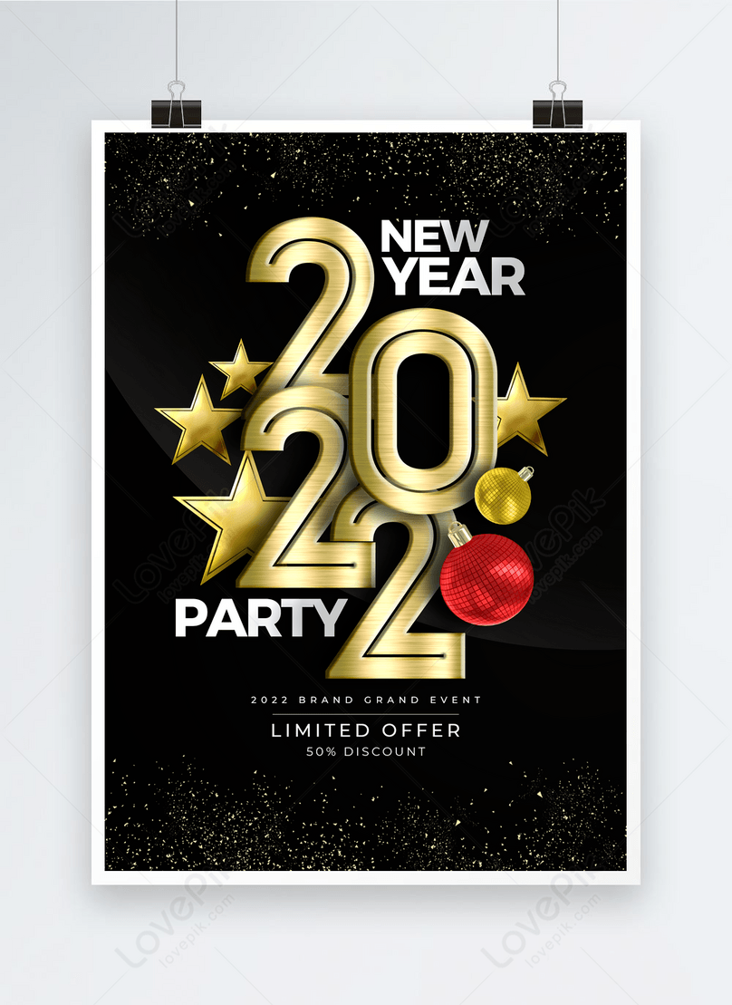 Gold Five Star Pendant 2022 New Year Holiday Poster Template Image