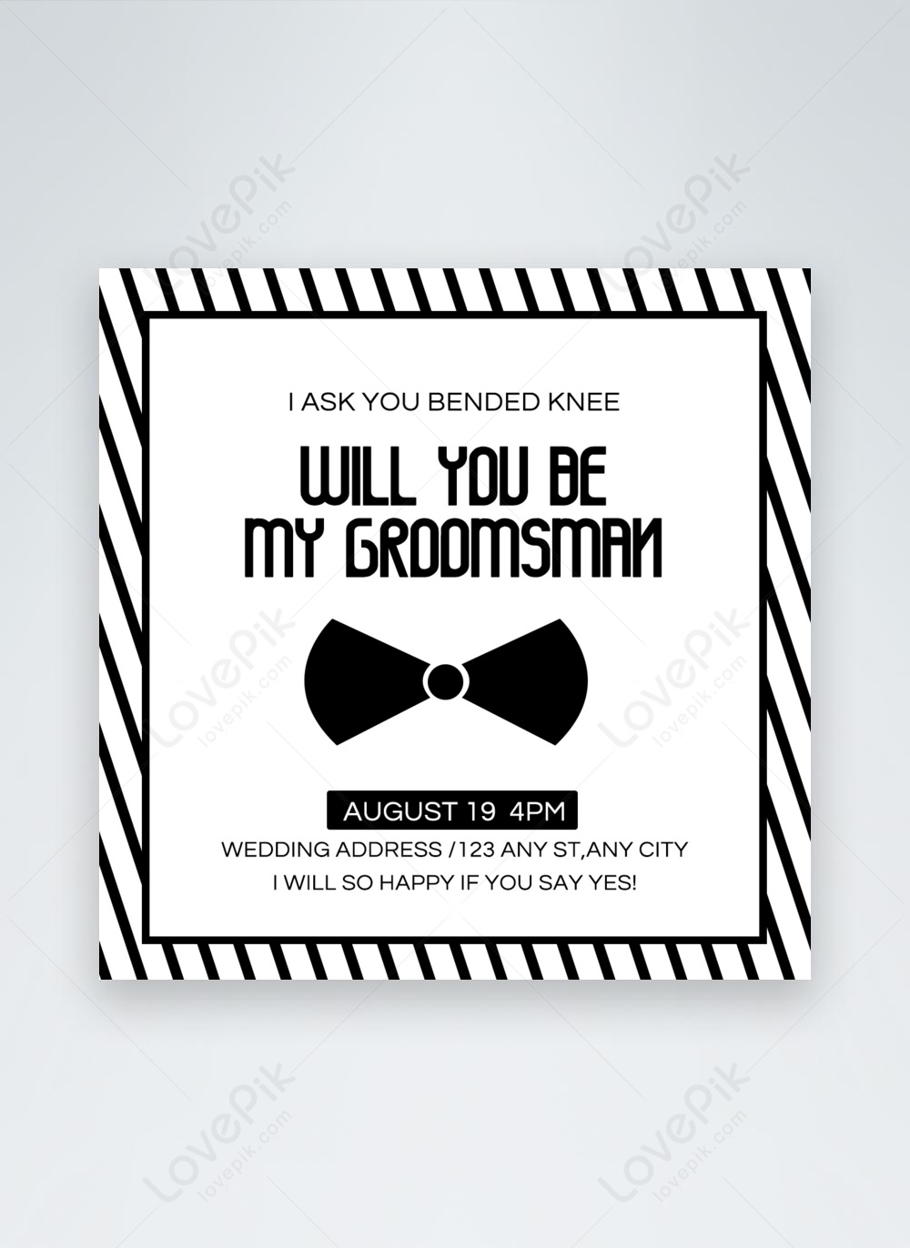 My best man square simple stripe poster template image_picture free