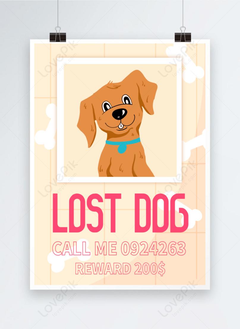 Lost dog cartoon poster template image_picture free download  
