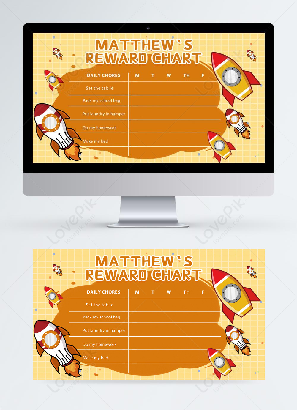 Reward Chart Yellow Banner Template