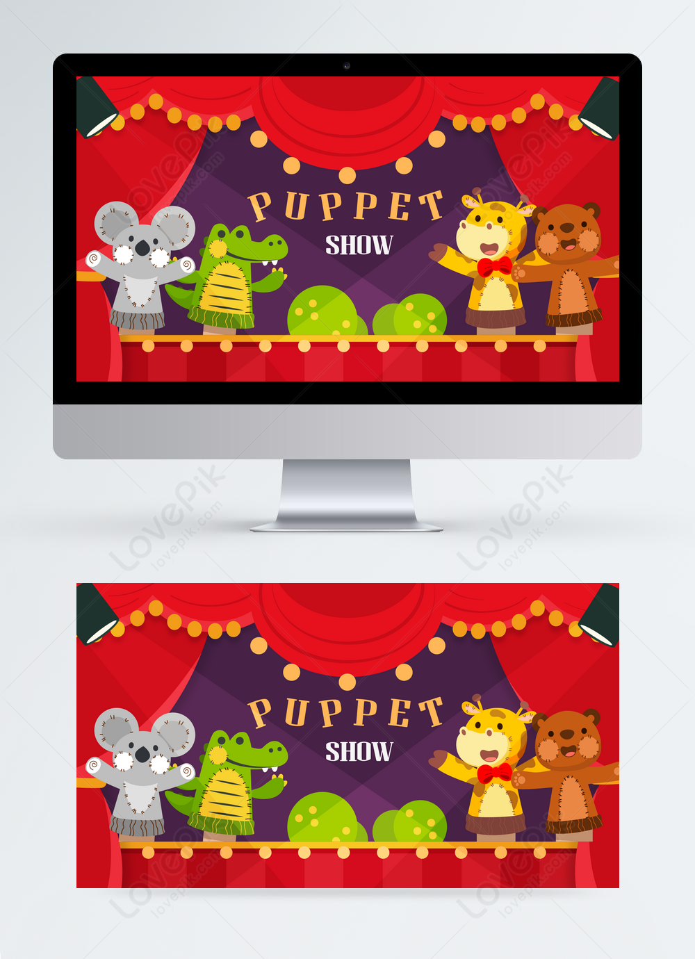 Childrens puppet show animal party web ui banner template image_picture  free download 
