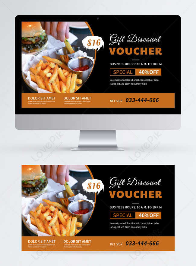 Black Simple Restaurant Coupon Template Image picture Free Download 