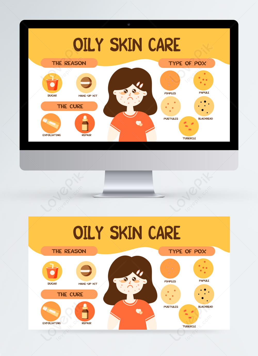 Cartoon girl oily skin care design form template image_picture free  download 