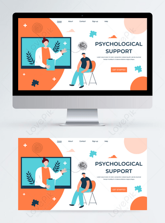 Psychologist's psychological support health disease online visit Web UI, Website doctor psychology health online visit support disease Web UI template