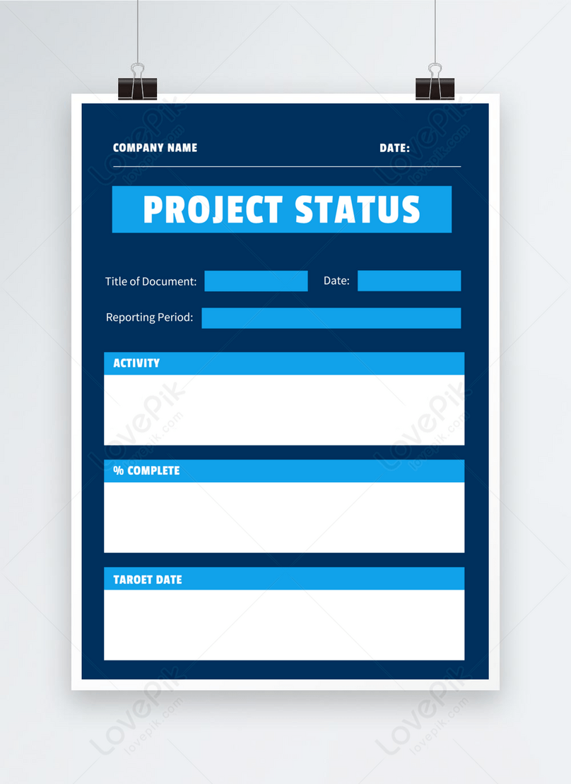 Project status report blue business poster template image_picture free ...