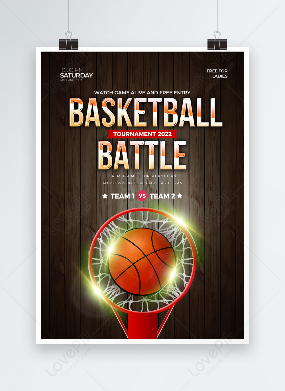Modèle Affiche Annonce passionnante de match de basket en gris - VistaCreate