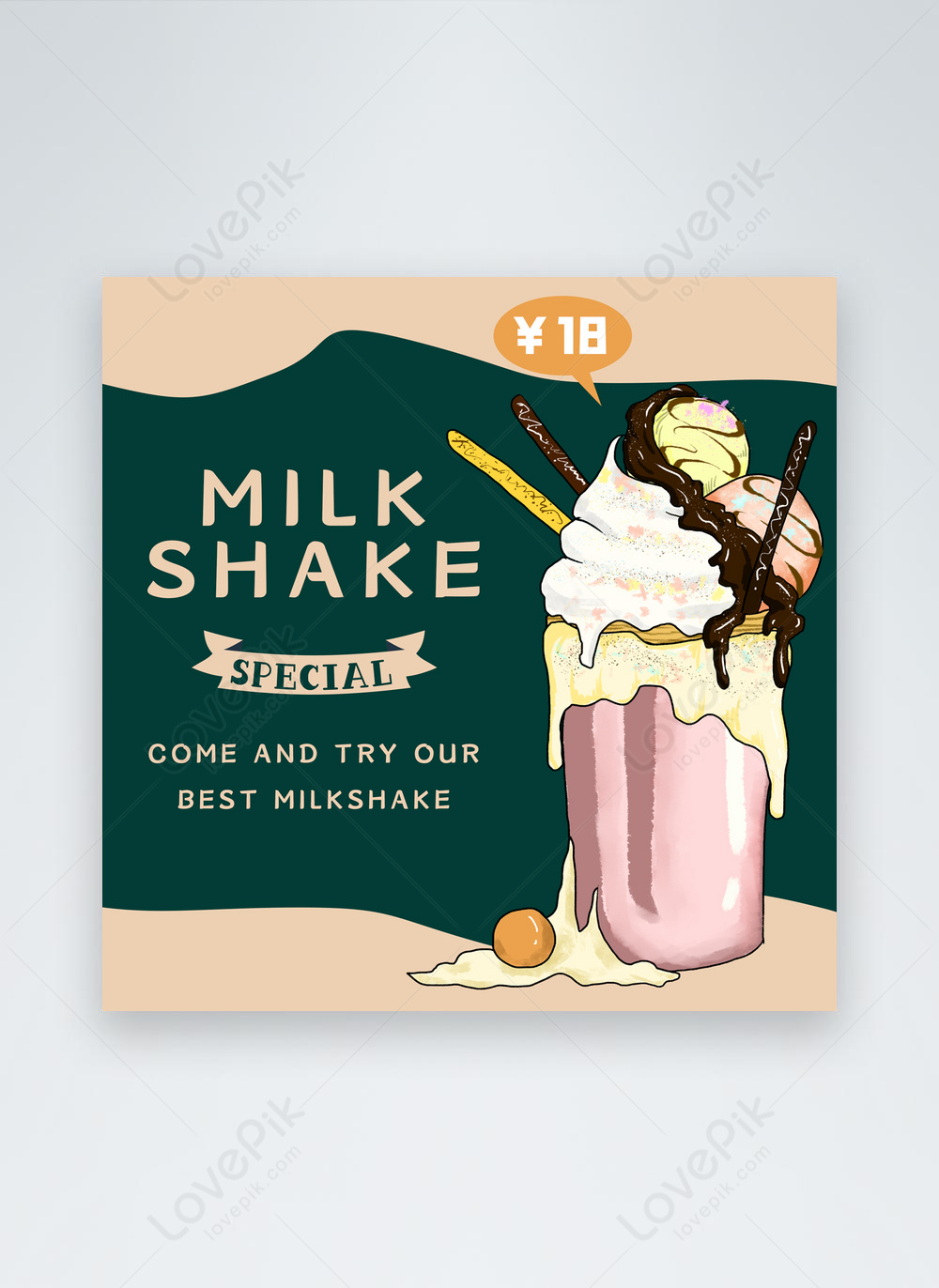 Milkshake promotion green social media template image_picture free ...