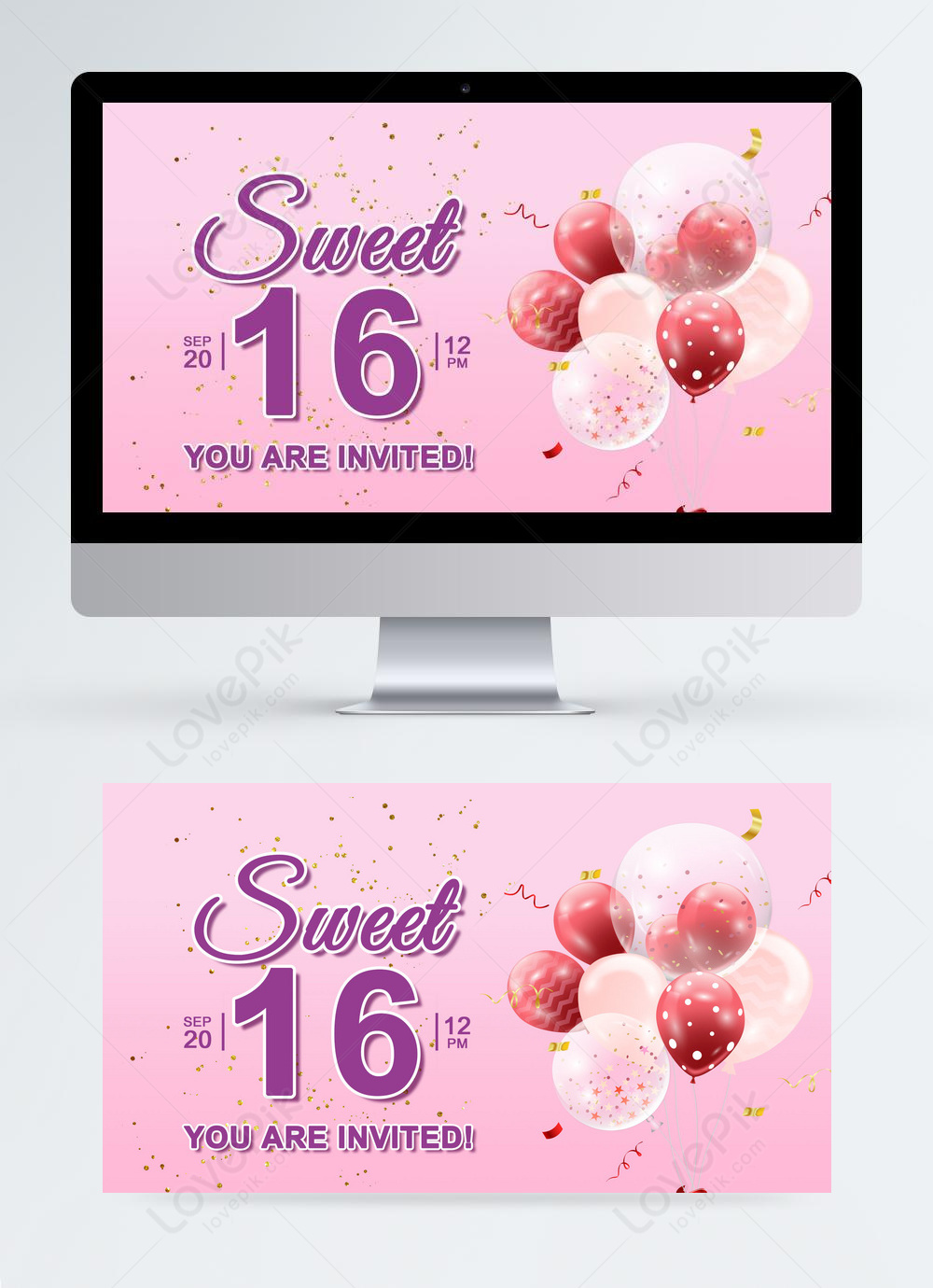 sweet-pink-invitation-banner-for-16-year-old-party-template-image