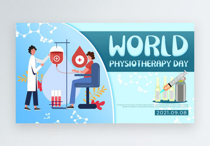 Blue creative world physical therapy day, Health therapy medicine physics posters social media banners creativity template