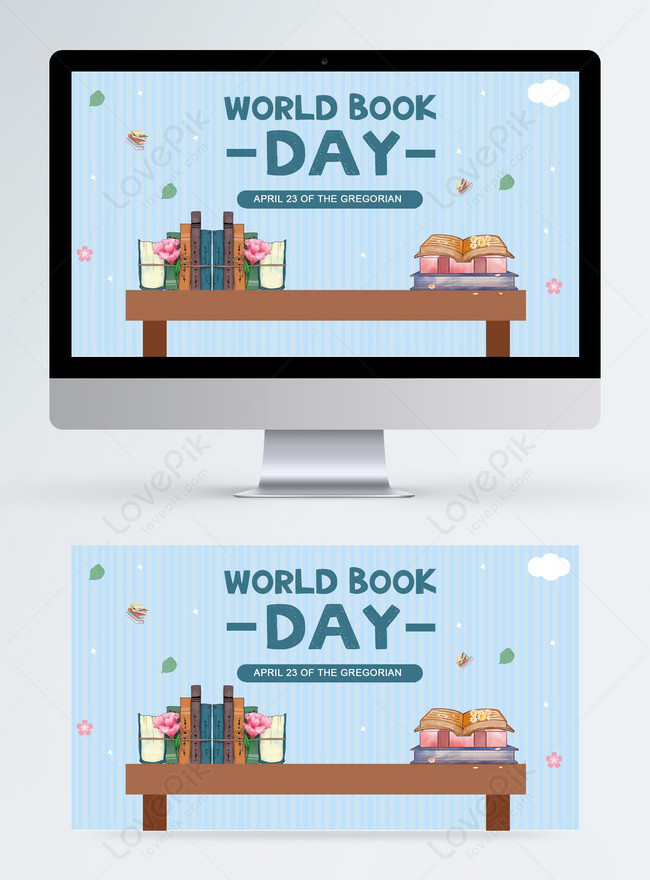 Blue Stripe World Book Day Poster Template Image Picture Free Download 