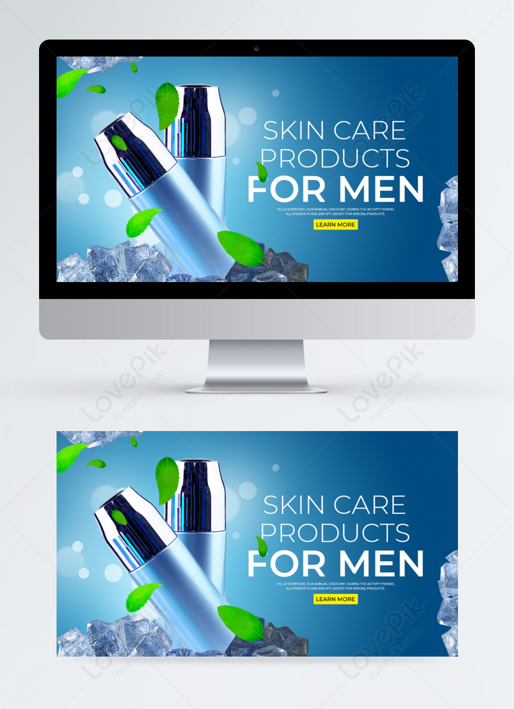 Blue texture creative mens skin care products publicity banner poster ...